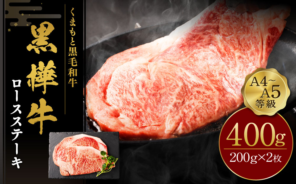 くまもと黒毛和牛 杉本本店 黒樺牛 A4~A5等級 ロースステーキ 200g×2 計400g