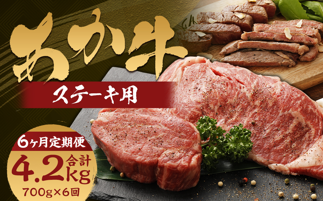 【6ヶ月定期便】くまもとあか牛 ステーキ用 ヒレ肉約300g（2～3枚）・ロース肉約400g（2枚）計700g 肉 お肉 牛肉 あか牛 ヒレ ロース ステーキ 国産 熊本県 人吉市
