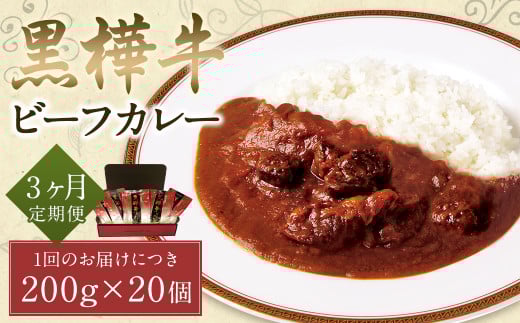 【3ヶ月定期便】黒樺牛ビーフカレー200g×20パック