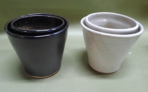【黒】入れ子 焼酎盃 大小 2個セット