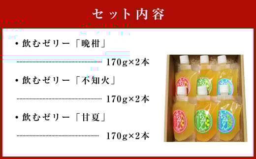 飲む ゼリー (晩柑・不知火・甘夏) 6本入り 3種 柑橘 果物 デザート スイーツ