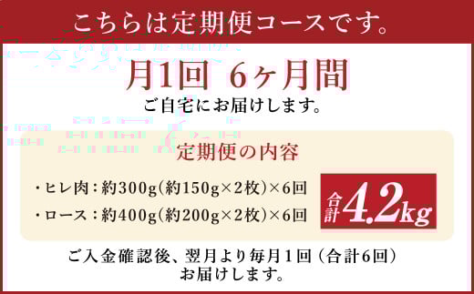 【6ヶ月定期便】 あか牛 ヒレ ステーキ 約300g・ ロース ステーキ 約400g 合計約700g×6回 食べ比べ 国産 牛肉