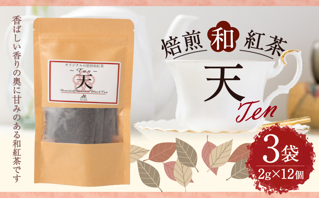 焙煎和紅茶 ～ Ten ～ 天 3個 セット 2gx12個入×3袋 計72g 紅茶 和紅茶 ティーパック 国産 熊本県 水俣市
