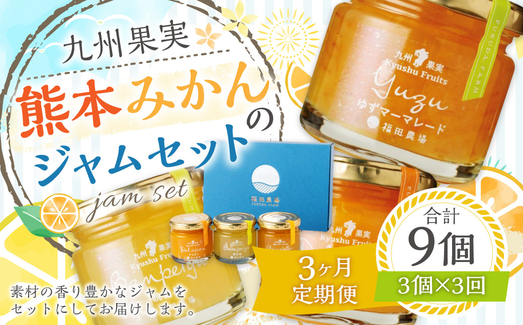 【3ヶ月定期便】熊本みかんのジャムセット(120g×3個)×3回 ジャム 果物 フルーツ 3種類 デコポン 甘夏 晩白柚