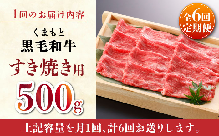 【全6回定期便】くまもと 黒毛和牛 すきやき用 500ｇ【山鹿市（桜屋）】 すき焼き 熊本 くまもと 九州 牛肉   [ZBO044]