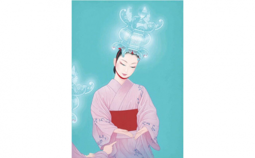 鶴田一郎美人画 版画 「銀のあかり（山鹿灯籠まつり2018）」額入り [ZDE012]