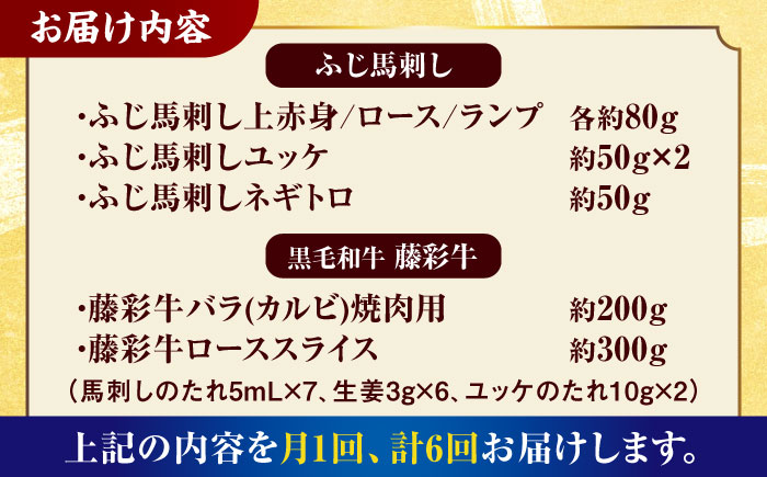 【6回定期便】「フジチクオリジナル」ふじ馬刺しと藤彩牛の贅沢食べ比べセット 3906【有限会社 スイートサプライなかぞの】 [ZDT152]