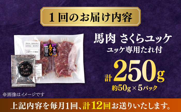 【全12回定期便】馬肉さくらユッケ 250g ( 50g × 5 ） 【合同会社　長岡フーズ】 [ZFR020]