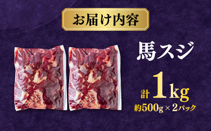 【年内発送は12月21日ご入金分まで！】馬スジ 1kg (　500g × ２ ) 【合同会社　長岡フーズ】 [ZFR025]