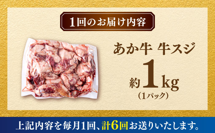 【全6回定期便】熊本あか牛スジ 1kg　 【合同会社　長岡フーズ】 [ZFR047]