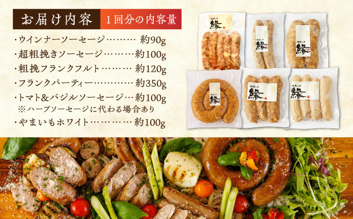 【6回定期便】燻製 ソーセージ 6種詰め合わせ 【燻製工房 縁】 スモーク ベーコン  ソーセージ フランクフルト ウインナー お肉   [ZBF022]