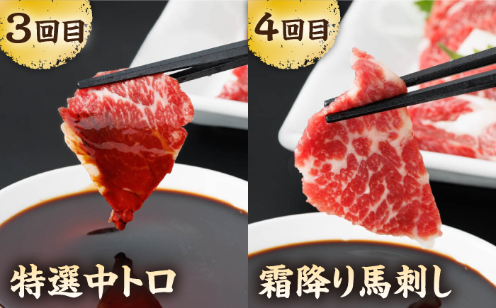 【6回定期便】毎月違う部位が届く！【馬刺しの郷 民守】 食べ比べ 赤身馬刺し ヤング馬刺し 霜降り馬刺し [ZBL019]