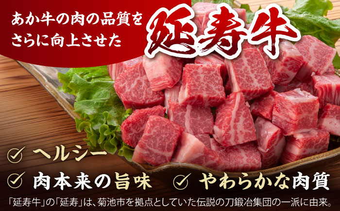 【3回定期便】熊本県産 延寿牛 あか牛 モモ サイコロ ステーキ約 500g【有限会社 九州食肉産業】 [ZDQ096]