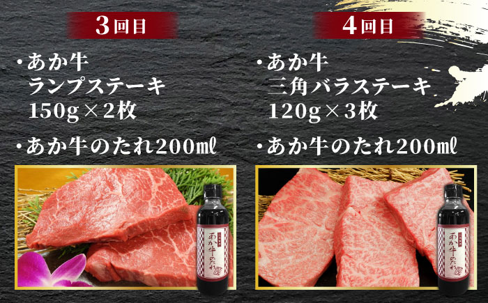 【全6回定期便】あか牛 ステーキ 食べ比べ【有限会社 三協畜産】 国産 赤身 赤牛 褐牛 あかうし 褐毛和種  冷凍 国産 牛肉  [ZEB032]