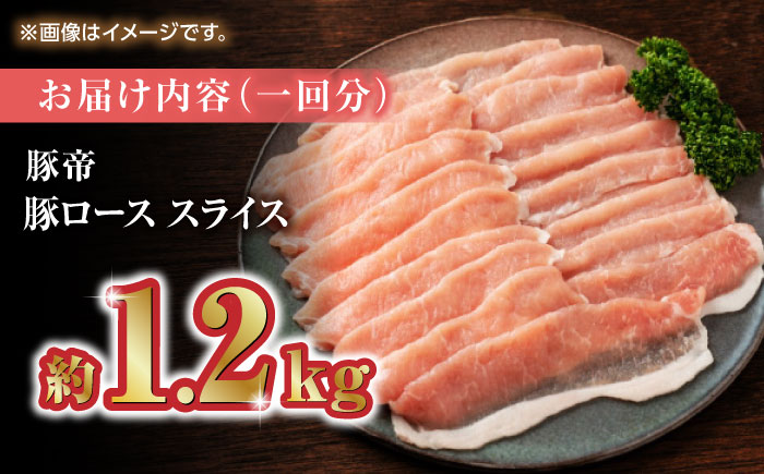 【12回定期便】豚帝 豚ロース スライス 1200g（300g×4pc）【KRAZY MEAT(小田畜産)】 [ZCP100]