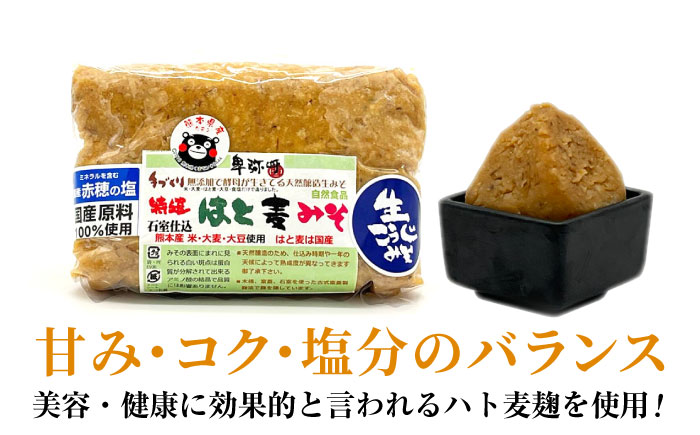 【3回定期便】特選あわせみそ 麦みそ はと麦みそ セット（特選あわせみそ・麦みそ：各800g×1,はと麦みそ：650g×1 計3袋）【株式会社内田物産 卑弥呼醤院】 [ZAU013]