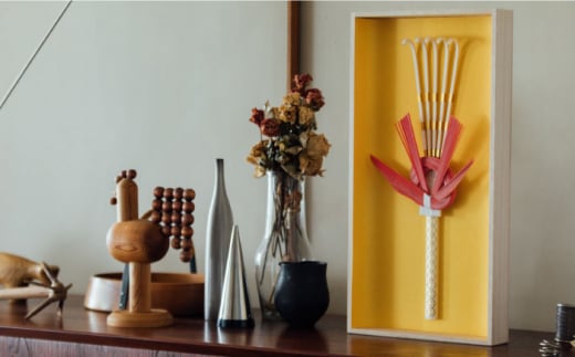 山鹿縁起飾り「福かき背景色：黄」【ヤマノテ】 [ZBD021]