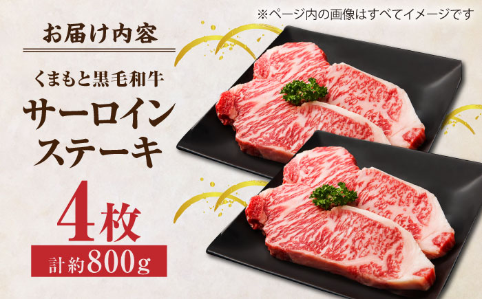 くまもと黒毛和牛 サーロインステーキ 計800g（4枚）【馬刺しの郷 民守】 ステーキ サーロイン ヒレ 霜降り 熊本 熊本県 黒毛和牛   [ZBL022]