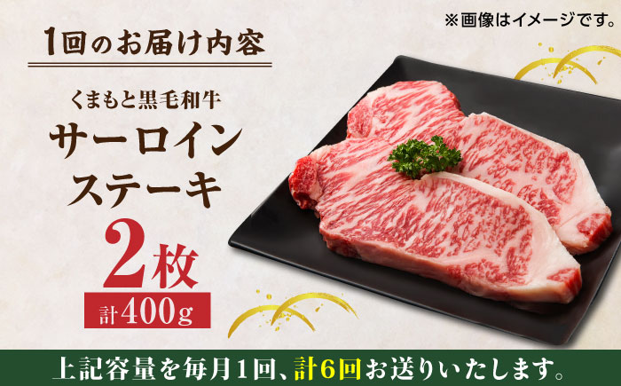 【6回定期便】くまもと黒毛和牛 サーロインステーキ 計400g（2枚）【馬刺しの郷 民守】 ステーキ サーロイン ヒレ 霜降り  [ZBL080]
