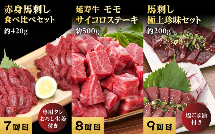 【12回定期便】熊本県産 黒毛和牛 あか牛 馬刺し 豪華食べ比べ【有限会社 九州食肉産業】 [ZDQ173]