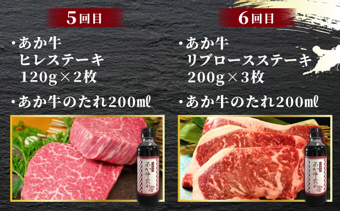 【全6回定期便】あか牛 ステーキ 食べ比べ【有限会社 三協畜産】 国産 赤身 赤牛 褐牛 あかうし 褐毛和種  冷凍 国産 牛肉  [ZEB032]