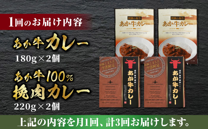 【全3回定期便】あか牛 カレー 詰め合わせ セット【有限会社 三協畜産】 国産 赤身 赤牛 褐牛 あかうし 褐毛和種  国産 カレー  [ZEB063]