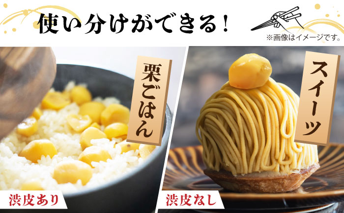 【先行予約】 【渋皮あり・なし両方楽しめる！】食べ比べ やまが和栗 大粒むき栗 計約600g（渋皮付き約150g×2pc・渋皮なし約150g×2pc）小分け【古川農園】 [ZES003]