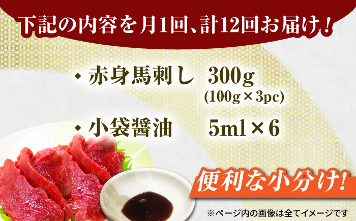 【12回定期便】赤身馬刺し 約300g（約100g×3pc）【吉里精肉】 [ZEW029]