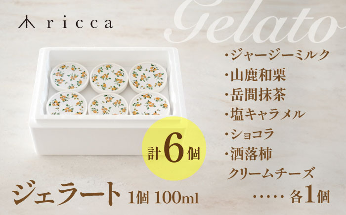 ジェラート 6個入り （ジャージーミルク、山鹿和栗、岳間抹茶、塩キャラメル、ショコラ、洒落柿クリームチーズ 各1個）　（各100ml） 【株式会社パストラル】 [ZAR001]