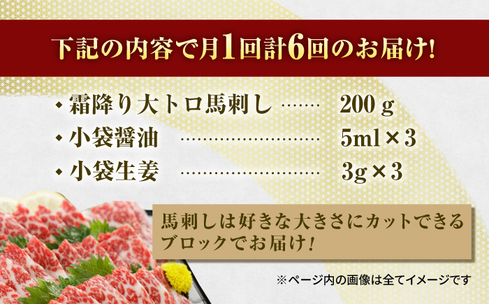 【6回定期便】厳選霜降り馬刺し（大トロ）200g【山鹿市（桜屋）】 [ZBO059]