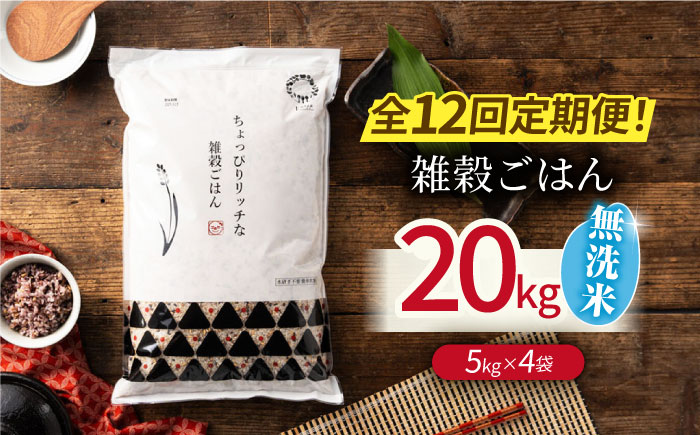 〈令和7年度新米〉 【全12回定期便】水研ぎ不要 雑穀ごはん 無洗米 20kg 【株式会社 農産ベストパートナー】 新米 令和7年産 [ZBP156]