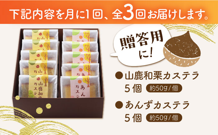 【3回定期便】カステラセット 山鹿和栗 & あんず 計10個 【株式会社あんず】 [ZBT006]