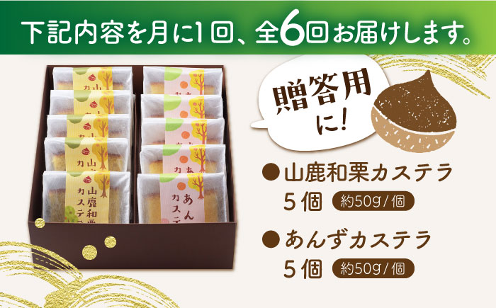 【6回定期便】カステラセット 山鹿和栗 & あんず 計10個 【株式会社あんず】 [ZBT009]