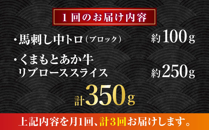 【全3回定期便】くまもとあか牛スライスと厳選馬刺しの堪能セット 計約350g 【有限会社 スイートサプライなかぞの】 [ZBV082]