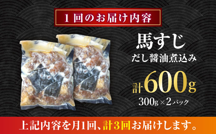 【全3回定期便】やきにく なか園特製！馬すじだし醤油煮込み 約600g（約300g×2pc） 【有限会社 スイートサプライなかぞの】 [ZBV086]
