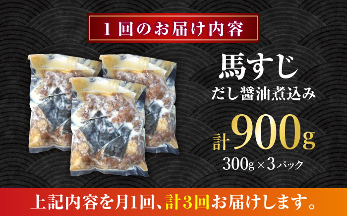 【全3回定期便】やきにく なか園特製！馬すじだし醤油煮込み 約900g（約300g×3pc） 【有限会社 スイートサプライなかぞの】 [ZBV090]