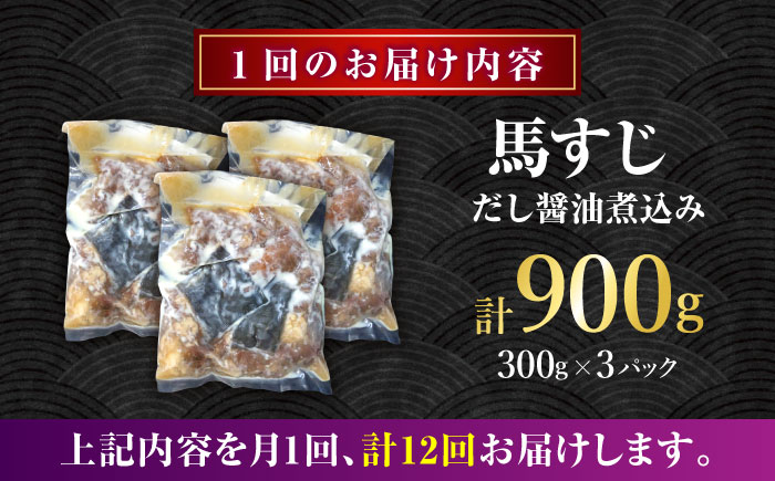 【全12回定期便】やきにく なか園特製！馬すじだし醤油煮込み 約900g（約300g×3pc） 【有限会社 スイートサプライなかぞの】 [ZBV092]