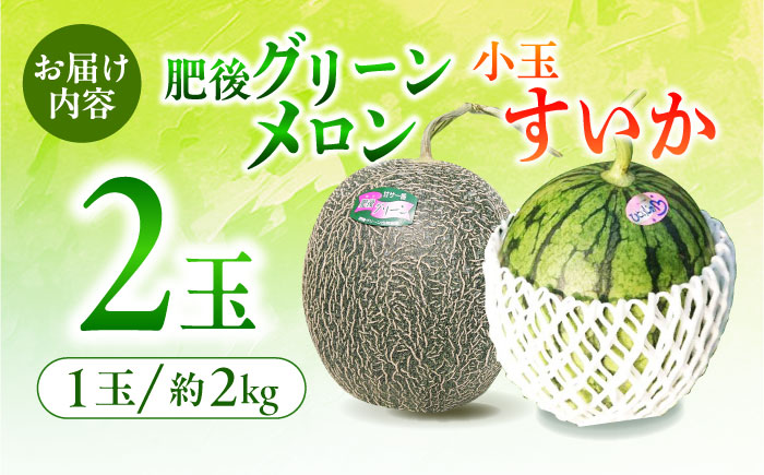 【先行予約】 肥後グリーン メロン 1玉＆小玉 すいか 1玉【合同会社 福福堂】 [ZCN004]