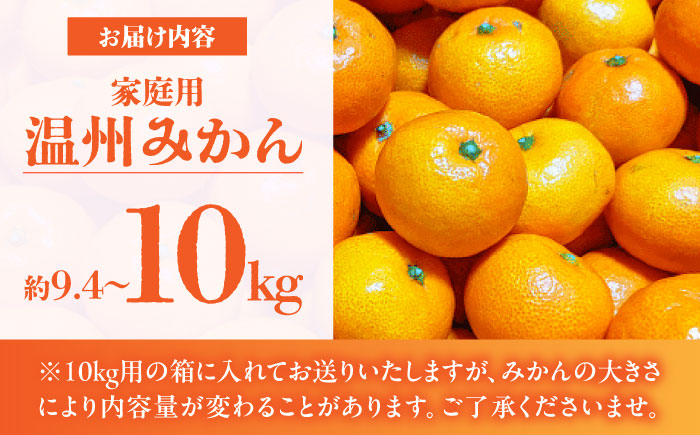 【訳あり】家庭用 温州 みかん 約9.4～10kg【合同会社 福福堂】 [ZCN015]