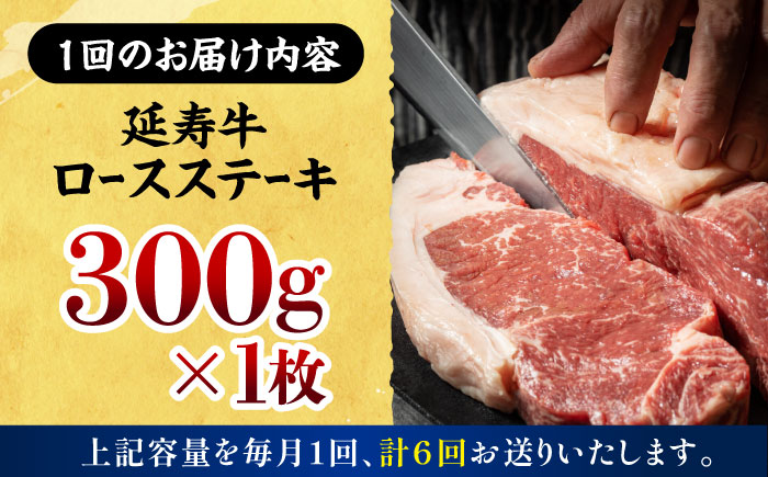 【6回定期便】熊本県産 延寿牛 あか牛 ロース ステーキ 約 300g【有限会社 九州食肉産業】 [ZDQ107]