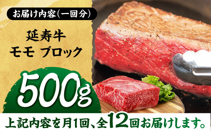 【12回定期便】熊本県産 延寿牛 あか牛 モモ ブロック 約 500g【有限会社 九州食肉産業】 [ZDQ135]