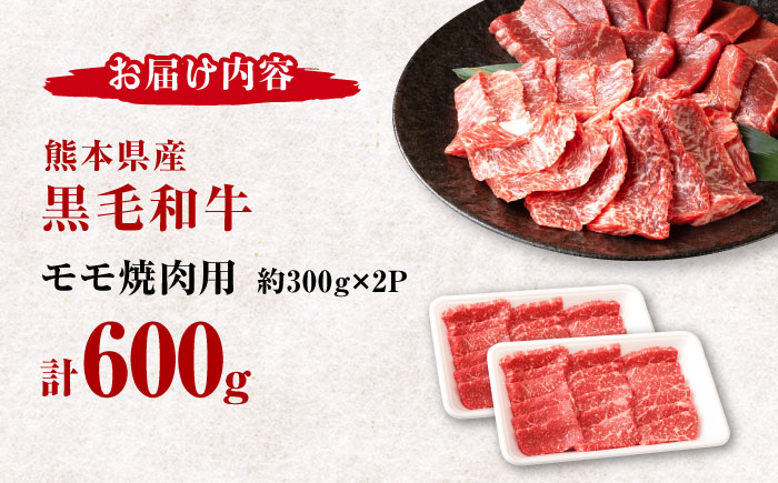 熊本県産 黒毛和牛 モモ 焼肉用 約600g(約300g×2pc)【有限会社 九州食肉産業】 [ZDQ157]