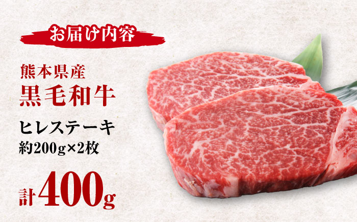 熊本県産 黒毛和牛 ヒレステーキ 約400g（約200g×2枚）【有限会社 九州食肉産業】 [ZDQ161]