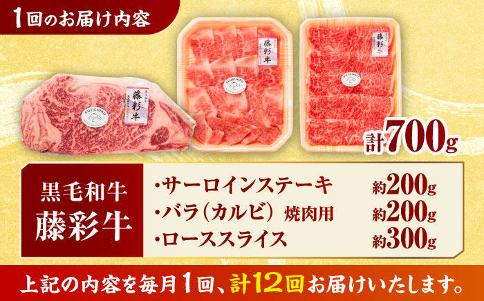 【12回定期便】くまもと黒毛和牛「藤彩牛」サーロインステーキと2種の食べ比べ  3903【有限会社 スイートサプライなかぞの】 [ZDT141]