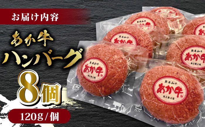 あか牛 100% ハンバーグ 120g × 8個【有限会社 三協畜産】ハンバーグ 牛肉 赤牛 和牛 冷凍 お肉 [ZEB099]