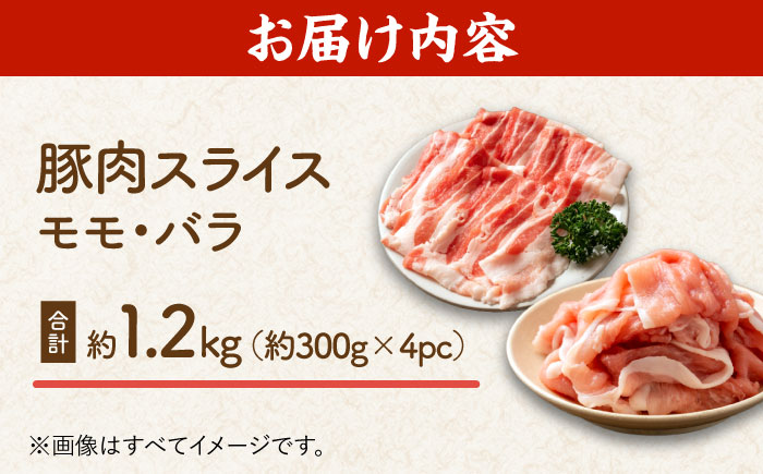 豚肉スライス（モモ・バラ）約1.2kg（約300g×4pc）【吉里精肉】 [ZEW023]