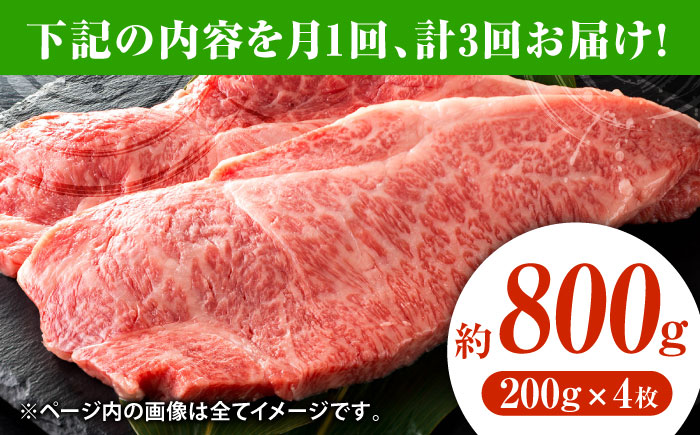 【3回定期便】黒毛和牛サーロイン ステーキ用 約800g（約200g×4枚）【吉里精肉】 [ZEW069]