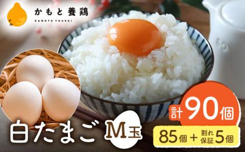 白たまご M玉 90個（85個＋5個割れ保証）【農事組合法人 鹿本養鶏組合】 [ZCA001]