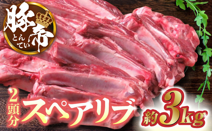 豚帝  スペアリブ 2頭分 (約3kg)【KRAZY MEAT(小田畜産)】 [ZCP005]