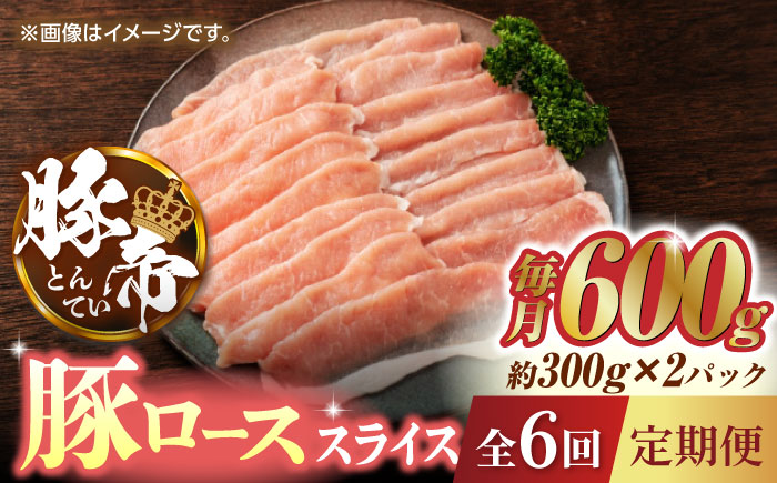 【6回定期便】豚帝 豚ロース スライス 600g（300g×2pc）【KRAZY MEAT(小田畜産)】 [ZCP076]